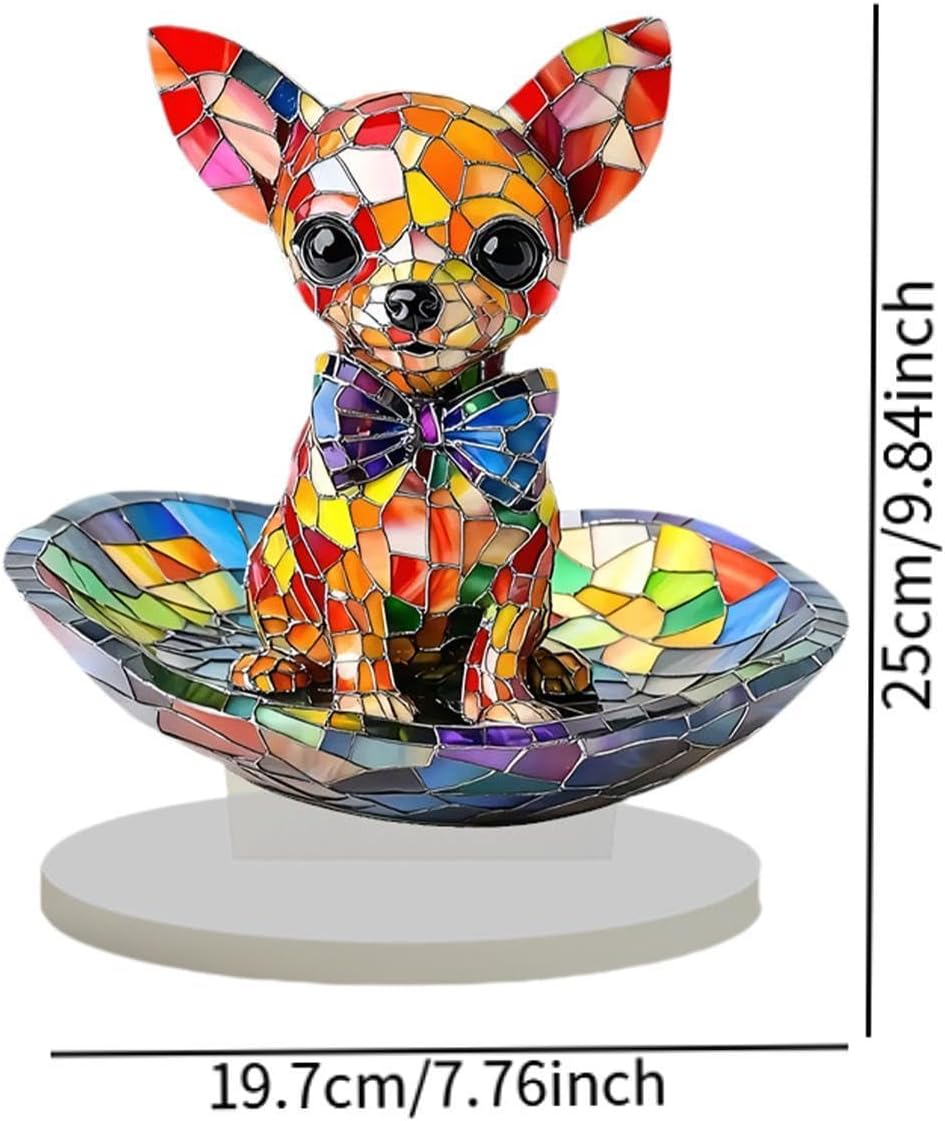 Cute Crystal 2D Puppy Sculpture Charming Acrylic Decorative Ornament