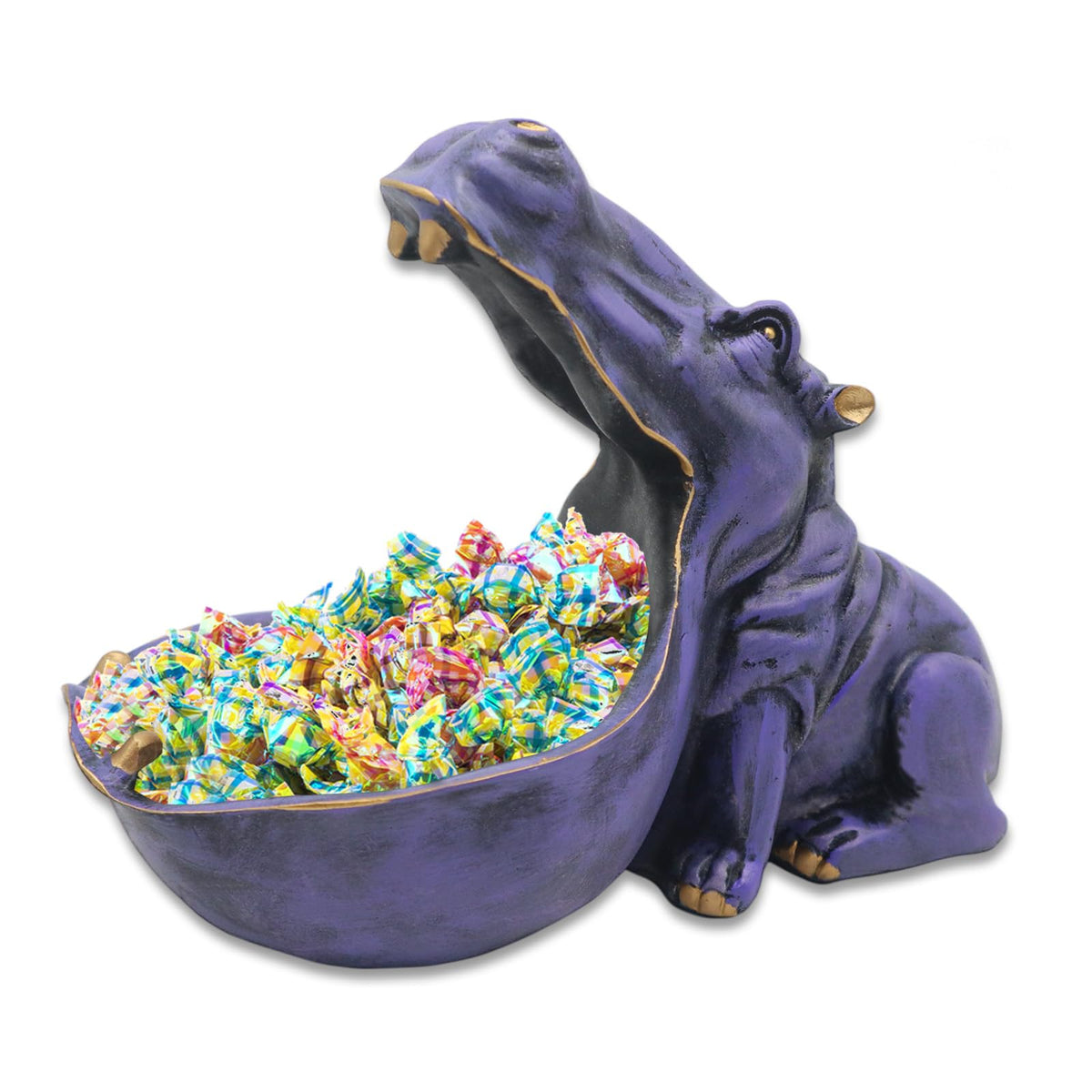 aboxoo Hippo Statue Candy Dish, Funny Storage Key Bowl for Table, Dark Blue