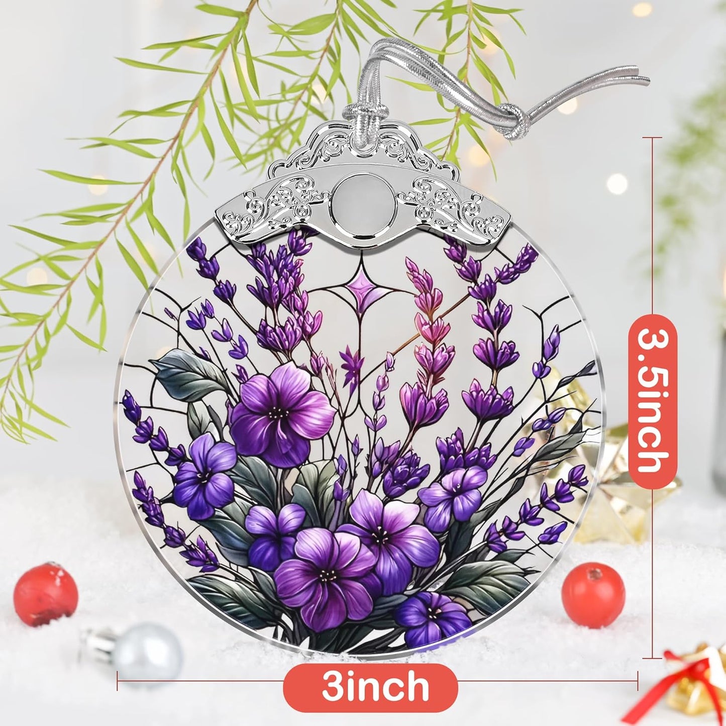 Violet Stained Glass Christmas Ornament