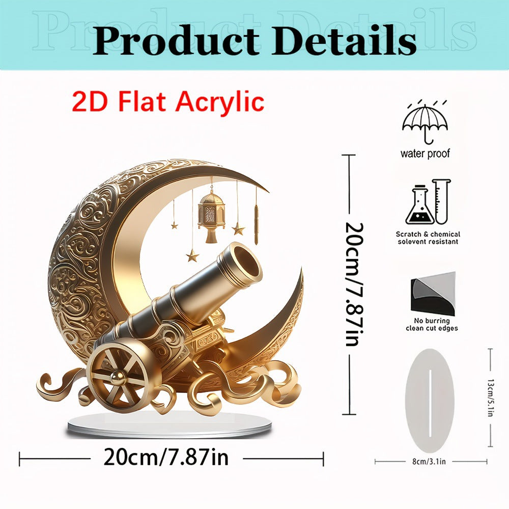 Bohemian Style 2D Acrylic Moon Cannon with Base Decor