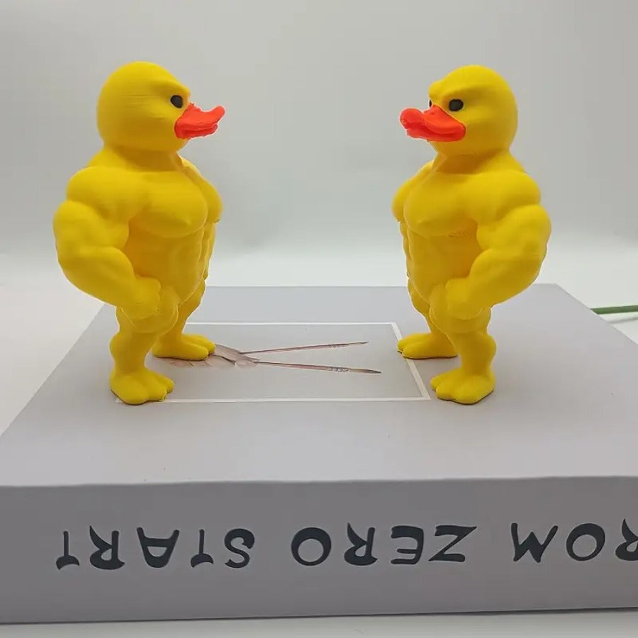 Funny Muscle Duck Statue – Yellow Bodybuilder Gym Duck Desk Hilarious Office Accessories