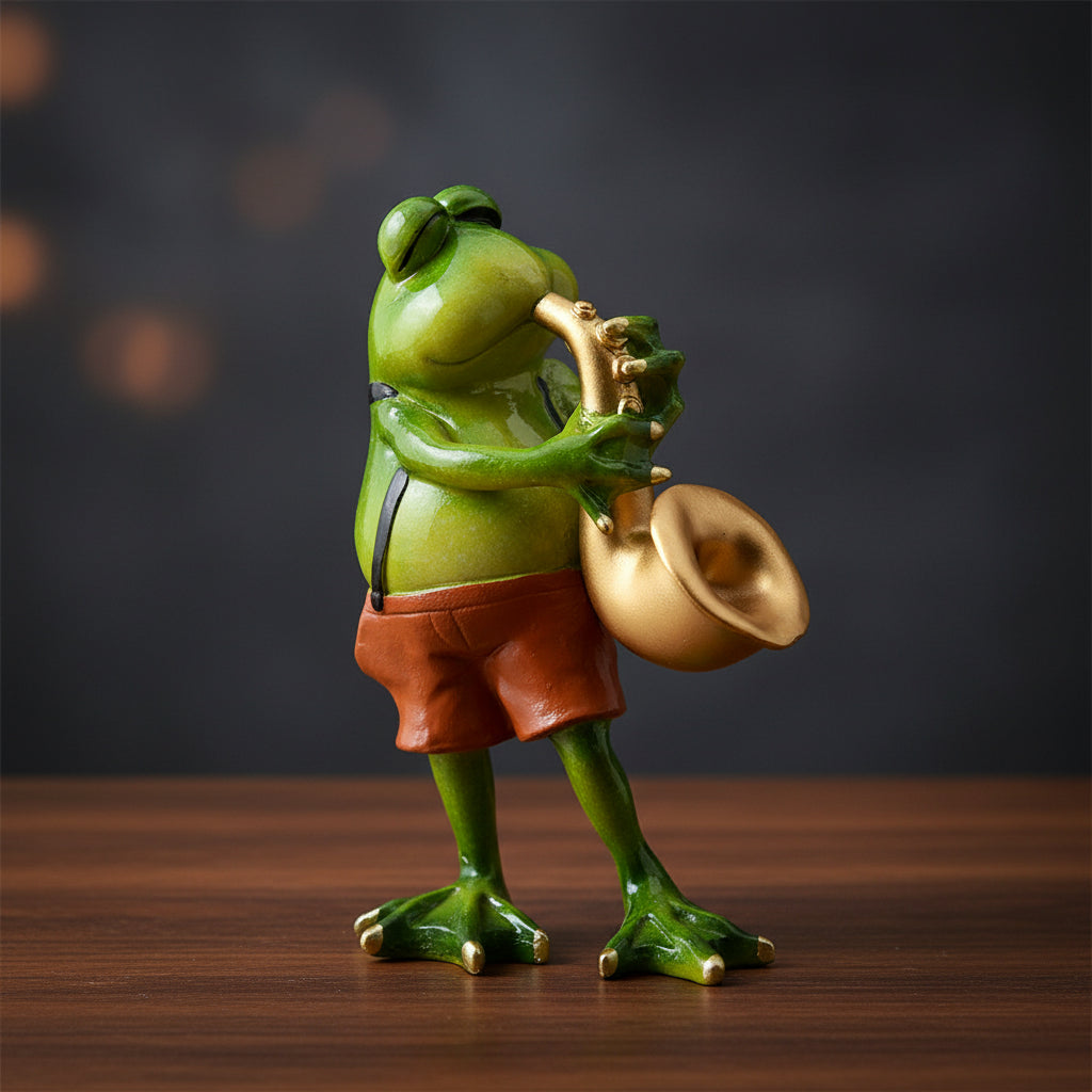 Leather Pants Rock Frog Figurine, Moody & Cool, Hipster Desktop Stress Reliever