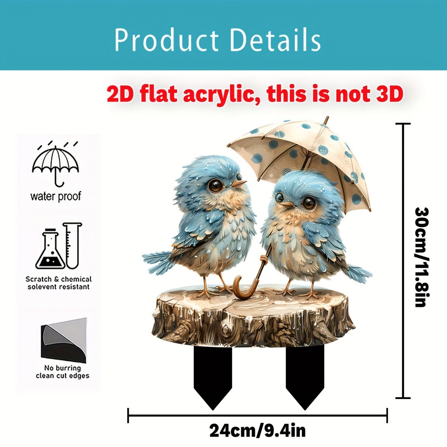 Couple Birds with Umbrella Outdoor Decor - Garden Fence & Patio Stakes