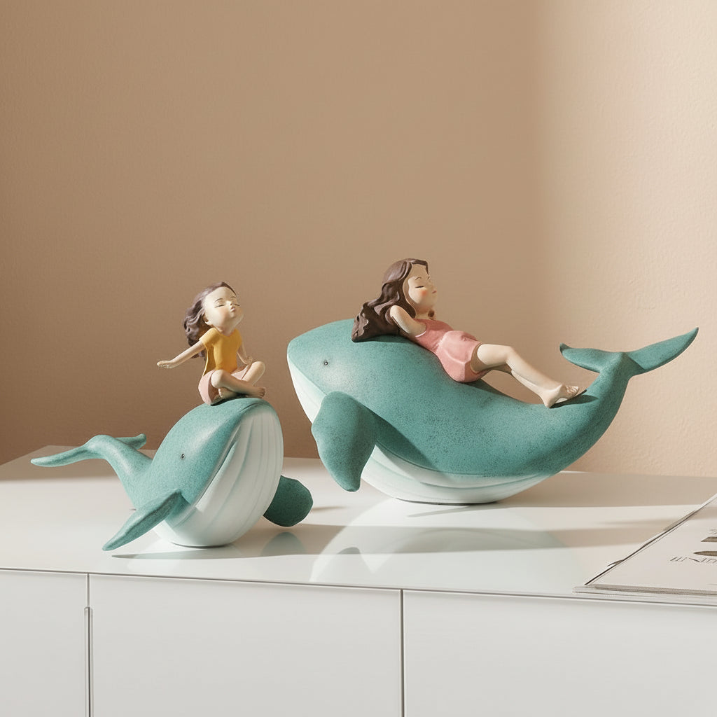 Therapeutic Whale & Girl Figurine - Heartwarming Desk Companion for Emotional Comfort