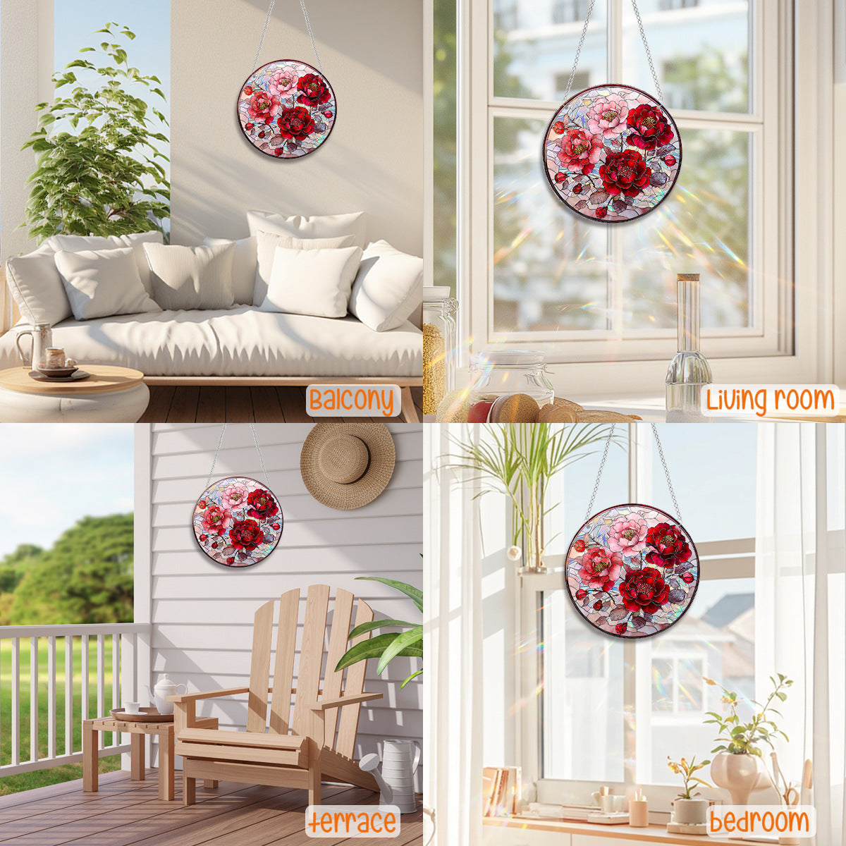 Flower Sun Catcher - Stained Glass Window Hanging