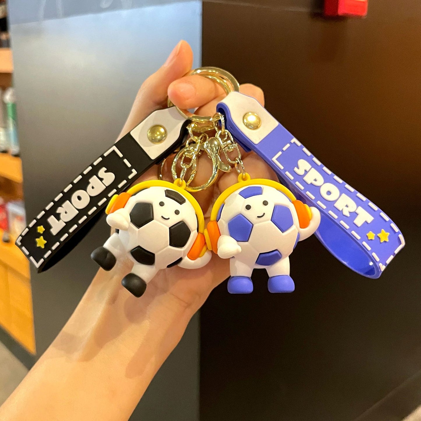 Original Headset Football Doll Keychain Cartoon Cute Football World Cup