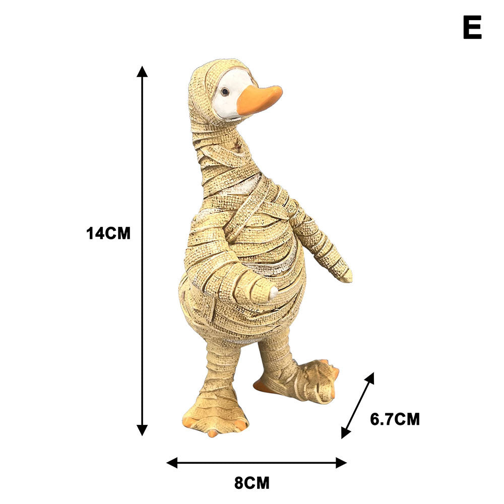 Halloween Duck Figurine Collection – Mummy, Pumpkin, Reaper, Witch & Ghost Resin Desk Decor