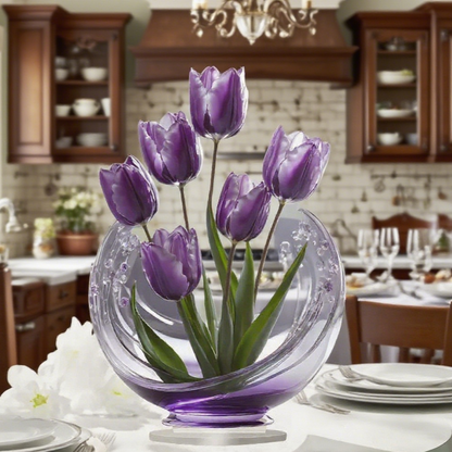 Violeta - Purple Acrylic Tulip Vase | Boho Tabletop Centerpiece