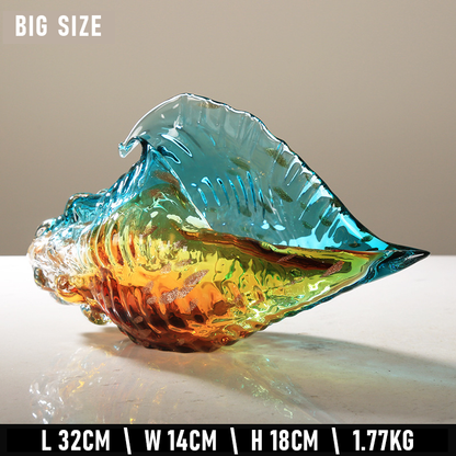 Seashell - Hand Blown Glass Coastal Unique Ocean Shell Conch Art Figurines