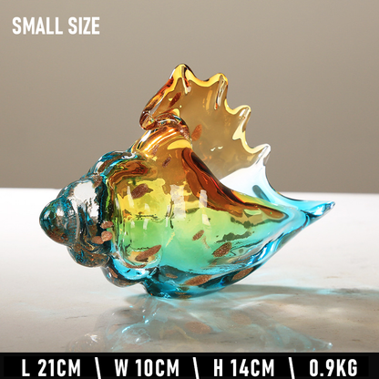 Seashell - Hand Blown Glass Coastal Unique Ocean Shell Conch Art Figurines