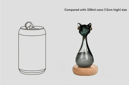 Cat Storm Glass Weather Predictor, Handmade Glass Figurine Desk Decor & Unique Gift