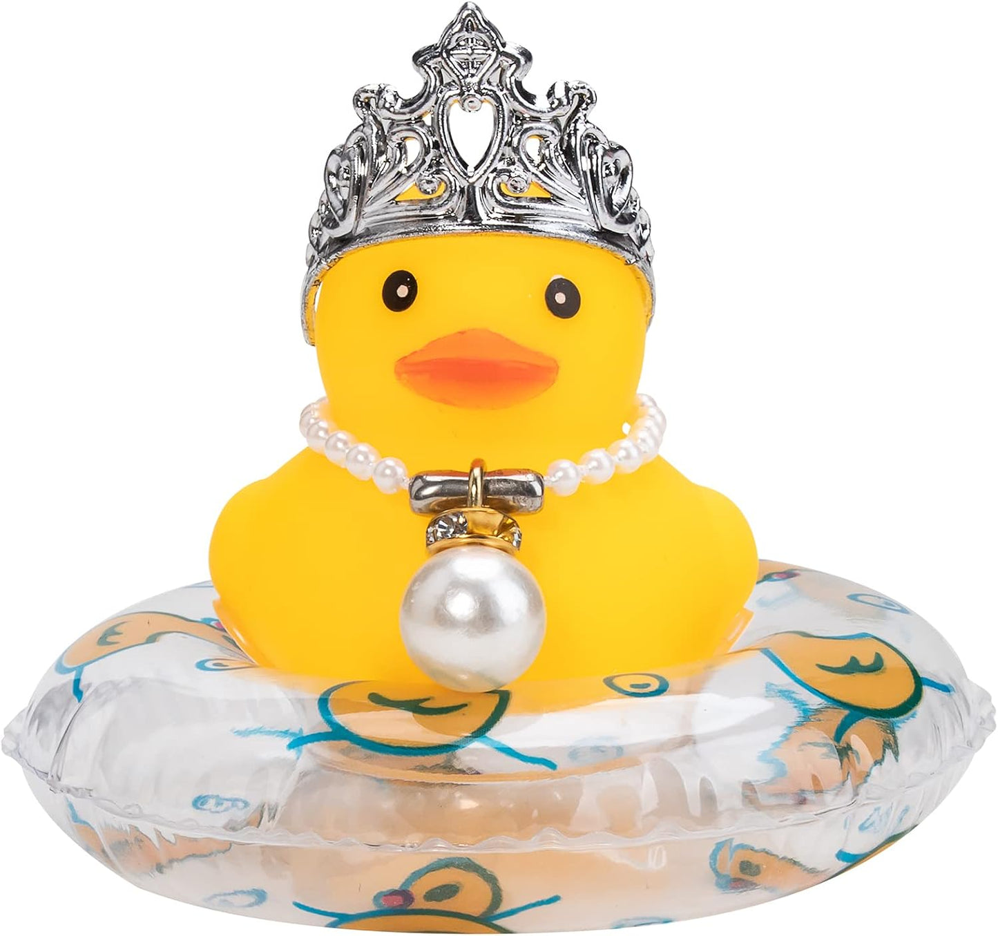 Car Duck Rubber Duck Car Ornaments Car Dashboard Decorations with Mini Crown and Necklace, C-Male Crown