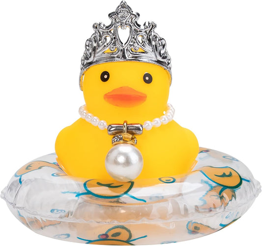 Car Duck Rubber Duck Car Ornaments Car Dashboard Decorations with Mini Crown and Necklace, C-Male Crown