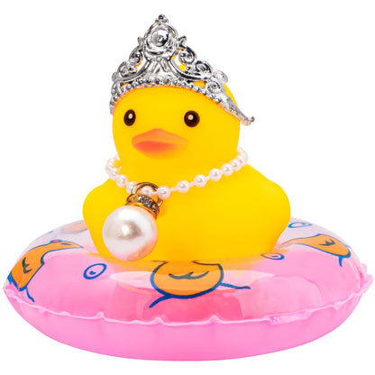 Car Duck Rubber Duck Car Ornaments Car Dashboard Decorations with Mini Crown and Necklace, C-Male Crown
