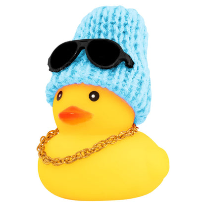 Rubber Duck Car Ornaments Yellow Duck Car Dashboard Decorations with Propeller Helmet for Christmas Decor and Home Decorations for Adults (U-Black)