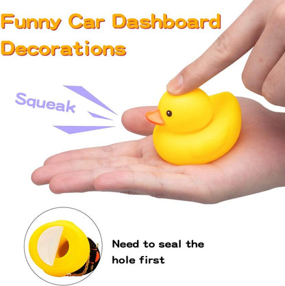 Rubber Duck Car Ornaments Cool Yellow Duck Car Dashboard Decorations Squeaky Glasses Duck with Propeller Helmet for Car ccessories Dashboard (Full_Black-Yellow G)