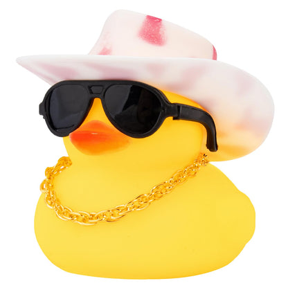 Rubber Duck Car Ornaments Yellow Duck Car Dashboard Decorations with Propeller Helmet for Christmas Decor and Home Decorations for Adults (U-Black)