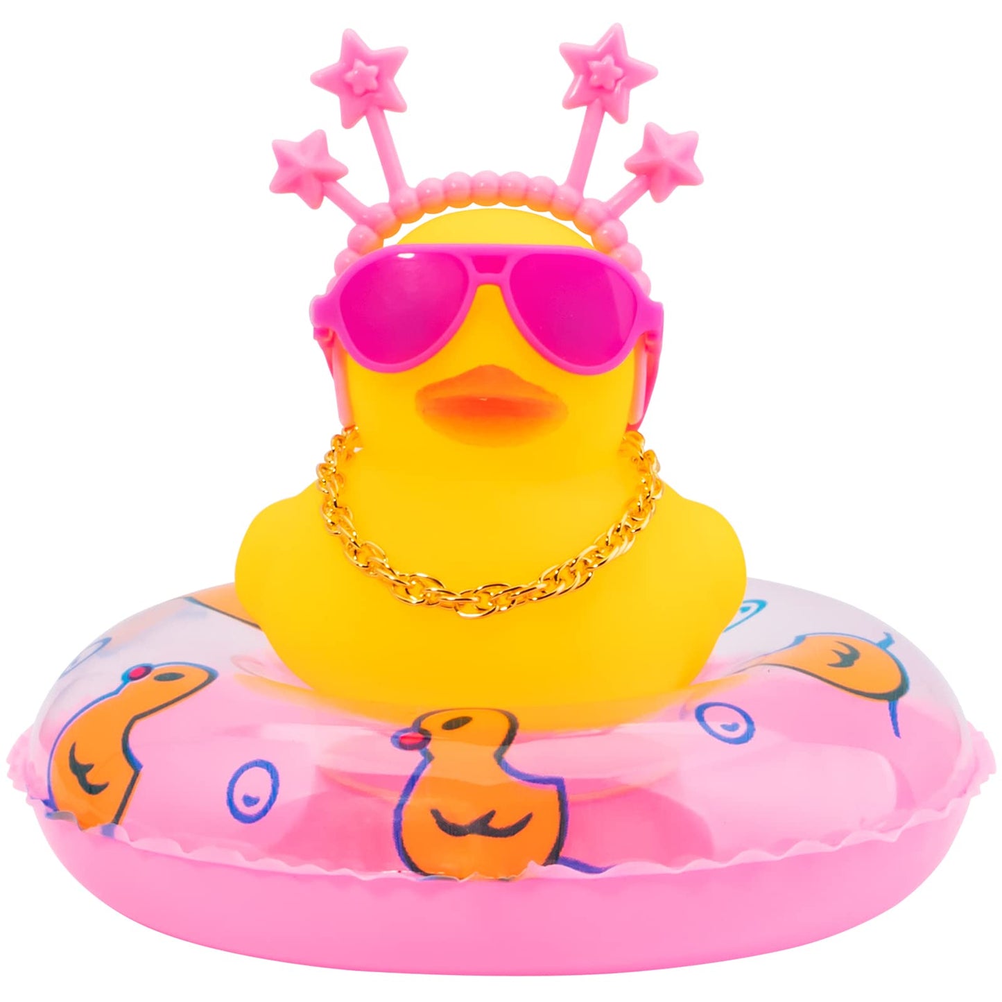 Car Duck Rubber Duck Car Ornaments Car Dashboard Decorations with Mini Crown and Necklace, C-Male Crown