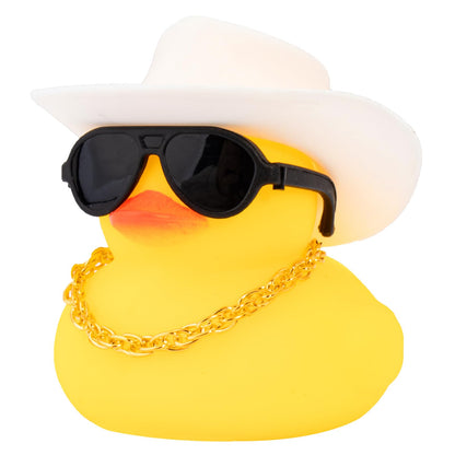 Rubber Duck Car Ornaments Yellow Duck Car Dashboard Decorations with Propeller Helmet for Christmas Decor and Home Decorations for Adults (U-Black)