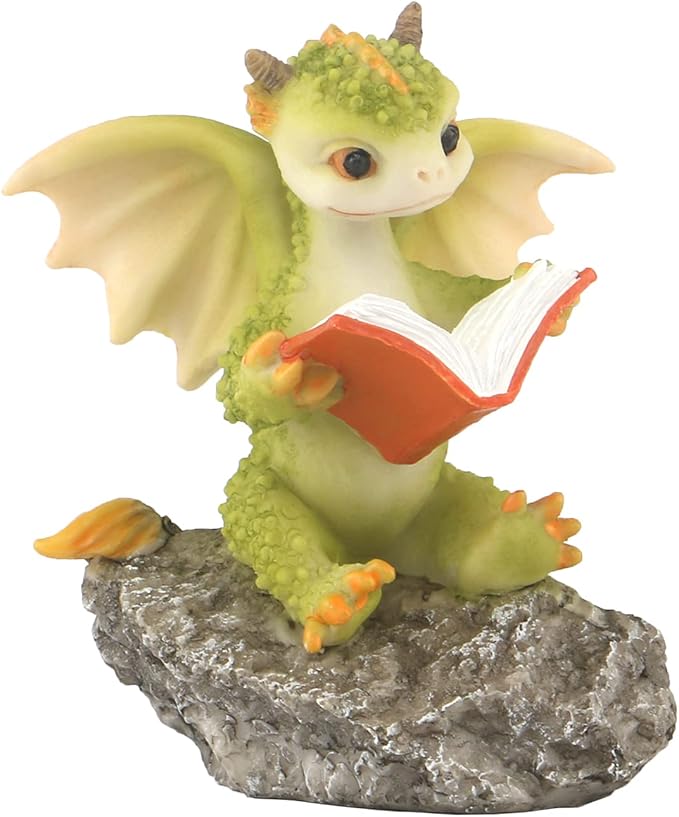 Dragon Statue Mini Figurine - Reading Dragon Decor