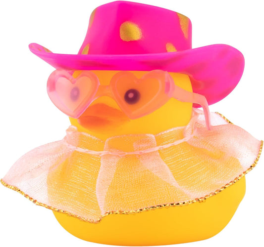 Rubber Duck Car Ornaments Duck Car Dashboard Decorations for Cute Car Accessories with Dress Heart Shape Sunglasses, Pink&Golden-Pink Gilt Skirt
