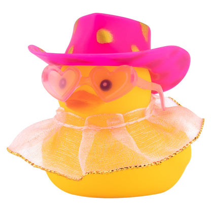 Rubber Duck Car Ornaments Duck Car Dashboard Decorations for Cute Car Accessories with Dress Heart Shape Sunglasses, Pink&Golden-Pink Gilt Skirt