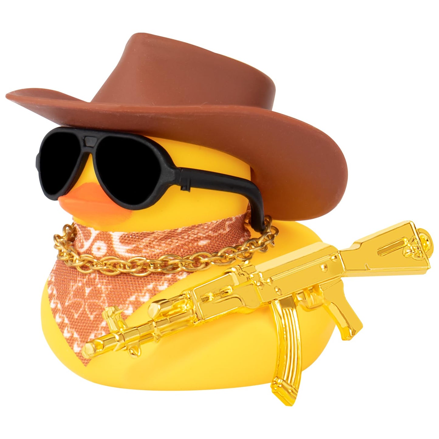 Rubber Duck Car Ornaments Duck Car Dashboard Decorations for Cool Car Accessories with Cowboy Hat Necklace and Sunglasses, A_Black Cowboy hat