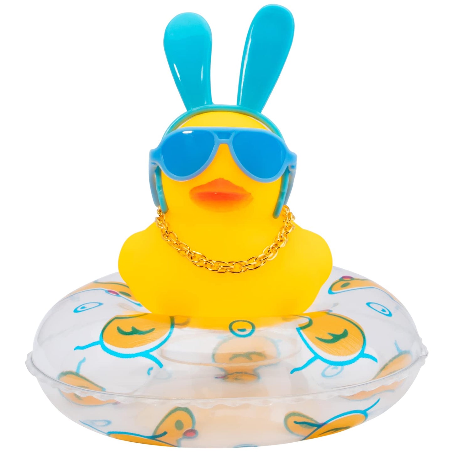 Car Duck Rubber Duck Car Ornaments Car Dashboard Decorations with Mini Crown and Necklace, C-Male Crown