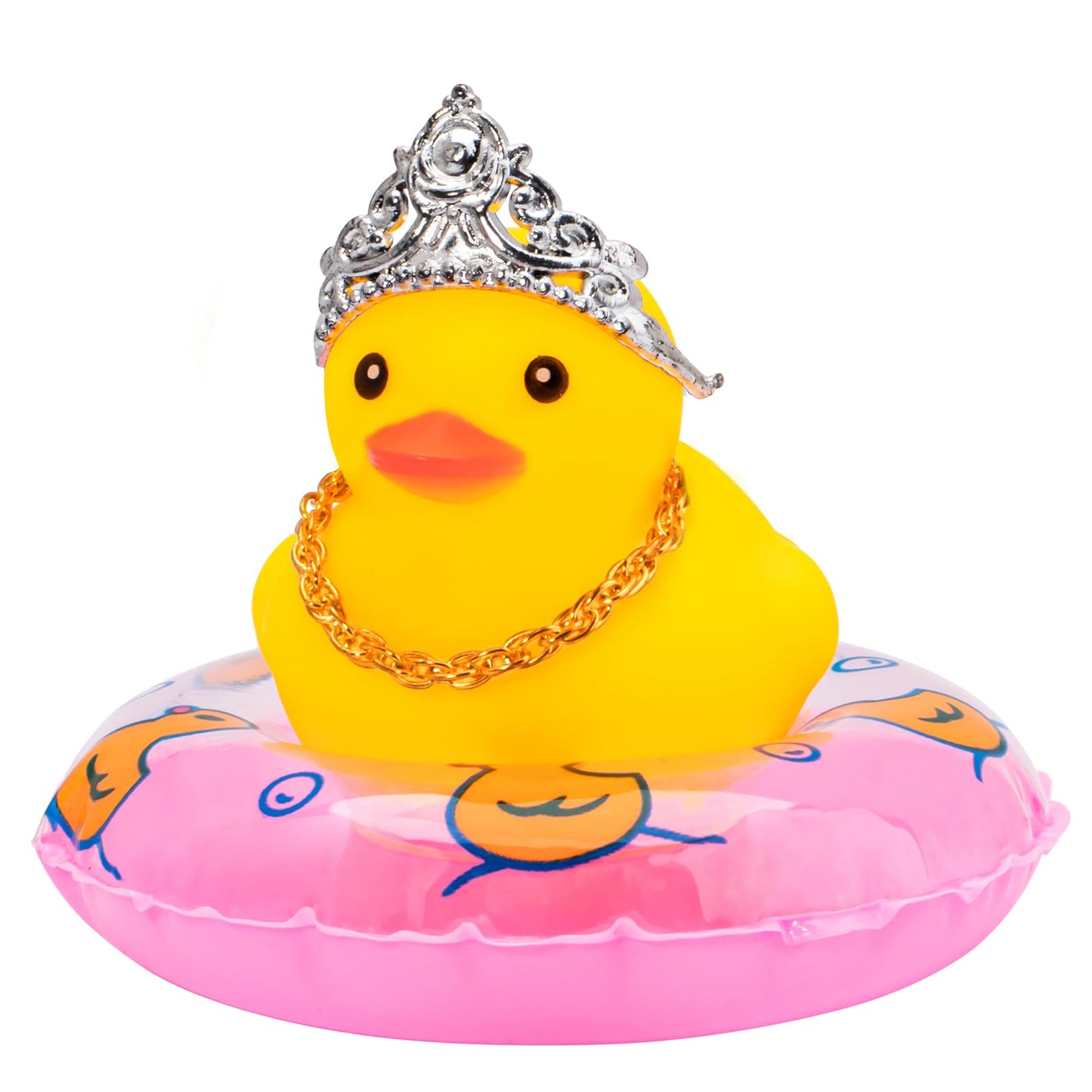 Car Duck Rubber Duck Car Ornaments Car Dashboard Decorations with Mini Crown and Necklace, C-Male Crown