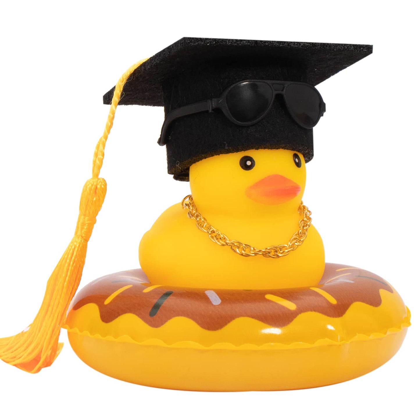 Car Rubber Duck, Yellow Duck Decoration Dashboard with Sun Hat Swim Ring Necklace Sunglasses for Car Dashboard Decorations