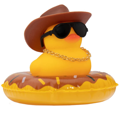 Car Rubber Duck, Yellow Duck Decoration Dashboard with Sun Hat Swim Ring Necklace Sunglasses for Car Dashboard Decorations