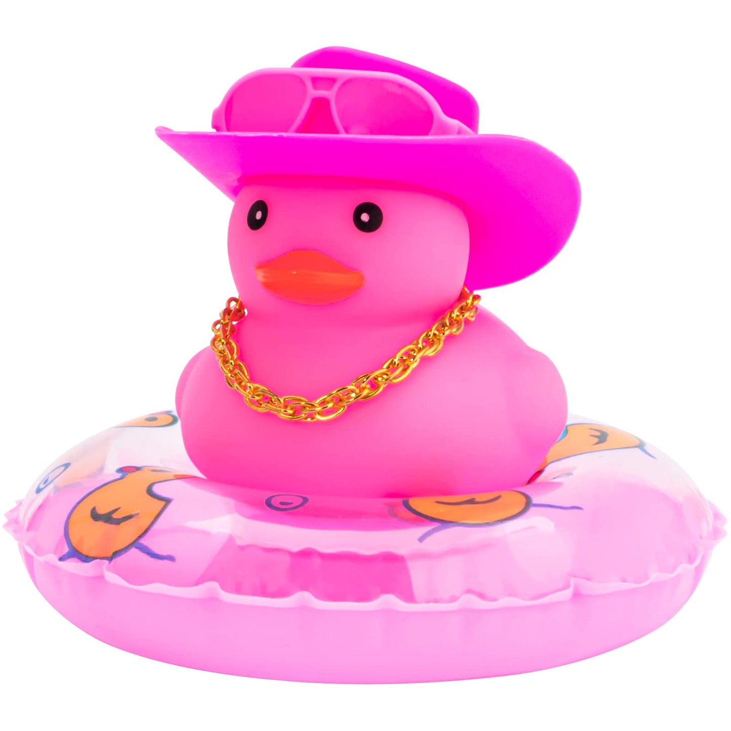 Pink Rubber Duck, Heart-Shaped Sunglasses Rubber Ducks for Cars, Funny and Cool as Car Ornament Gifts, Pink Cowboy Hat
