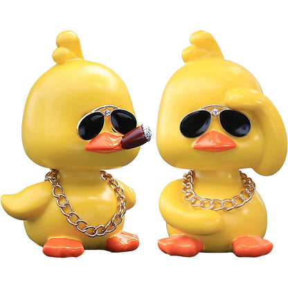 Cute Yellow Duck Car Ornaments Cool Duck Car Dashboard Decorations Shaking Head Doll