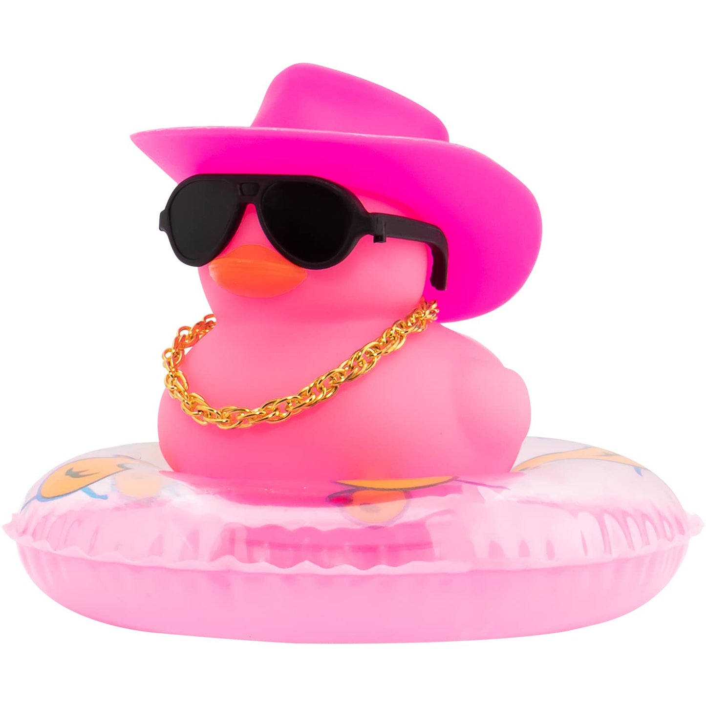 Pink Rubber Duck, Heart-Shaped Sunglasses Rubber Ducks for Cars, Funny and Cool as Car Ornament Gifts, Pink Cowboy Hat