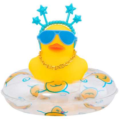 Car Duck Rubber Duck Car Ornaments Car Dashboard Decorations with Mini Crown and Necklace, C-Male Crown