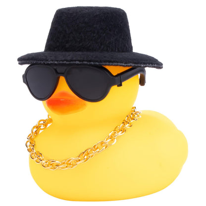 Rubber Duck Car Ornaments Yellow Duck Car Dashboard Decorations with Propeller Helmet for Christmas Decor and Home Decorations for Adults (U-Black)
