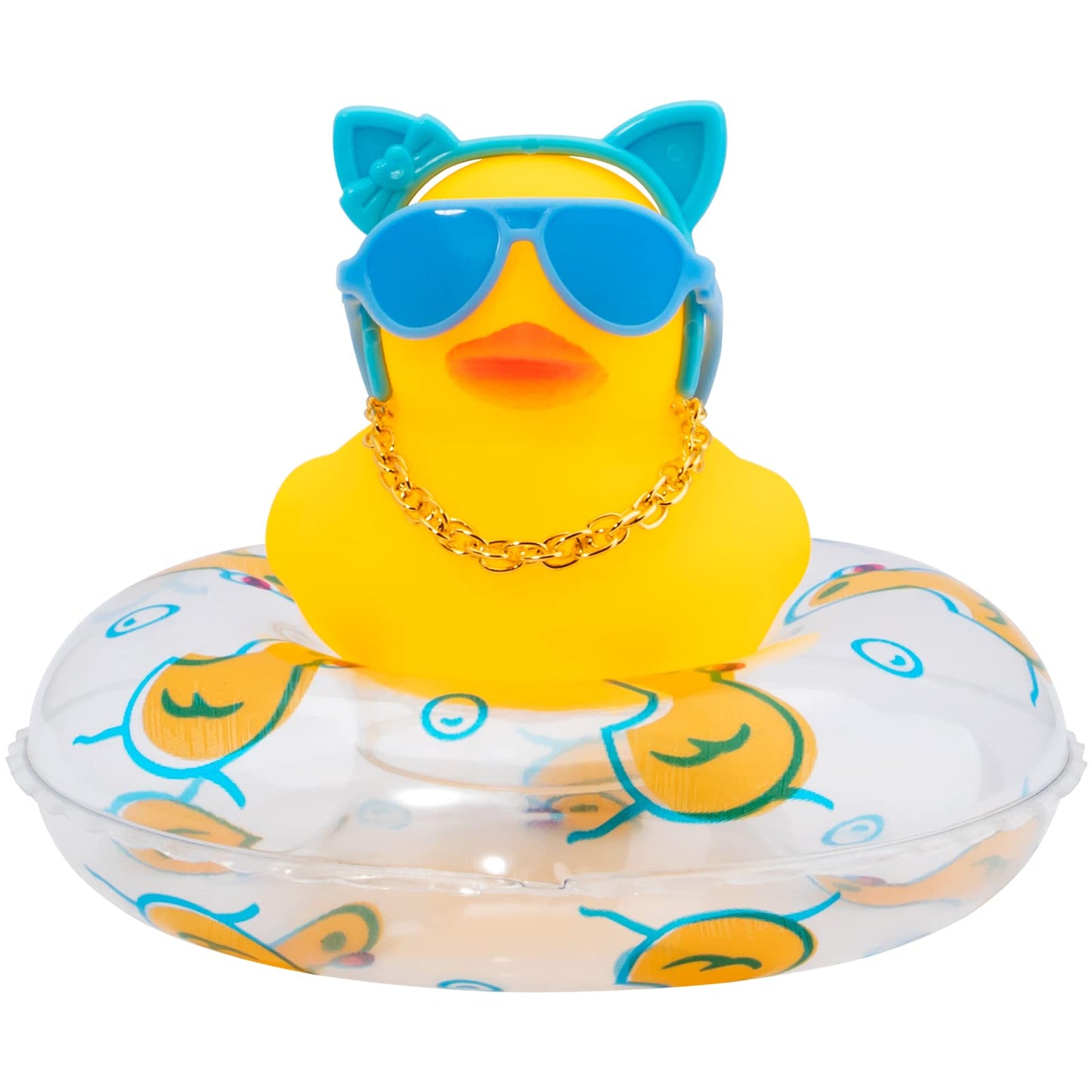 Car Duck Rubber Duck Car Ornaments Car Dashboard Decorations with Mini Crown and Necklace, C-Male Crown