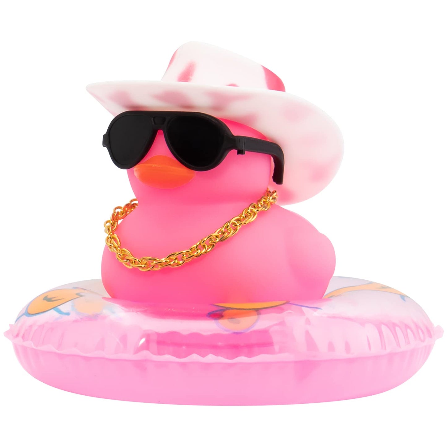 Pink Rubber Duck, Heart-Shaped Sunglasses Rubber Ducks for Cars, Funny and Cool as Car Ornament Gifts, Pink Cowboy Hat