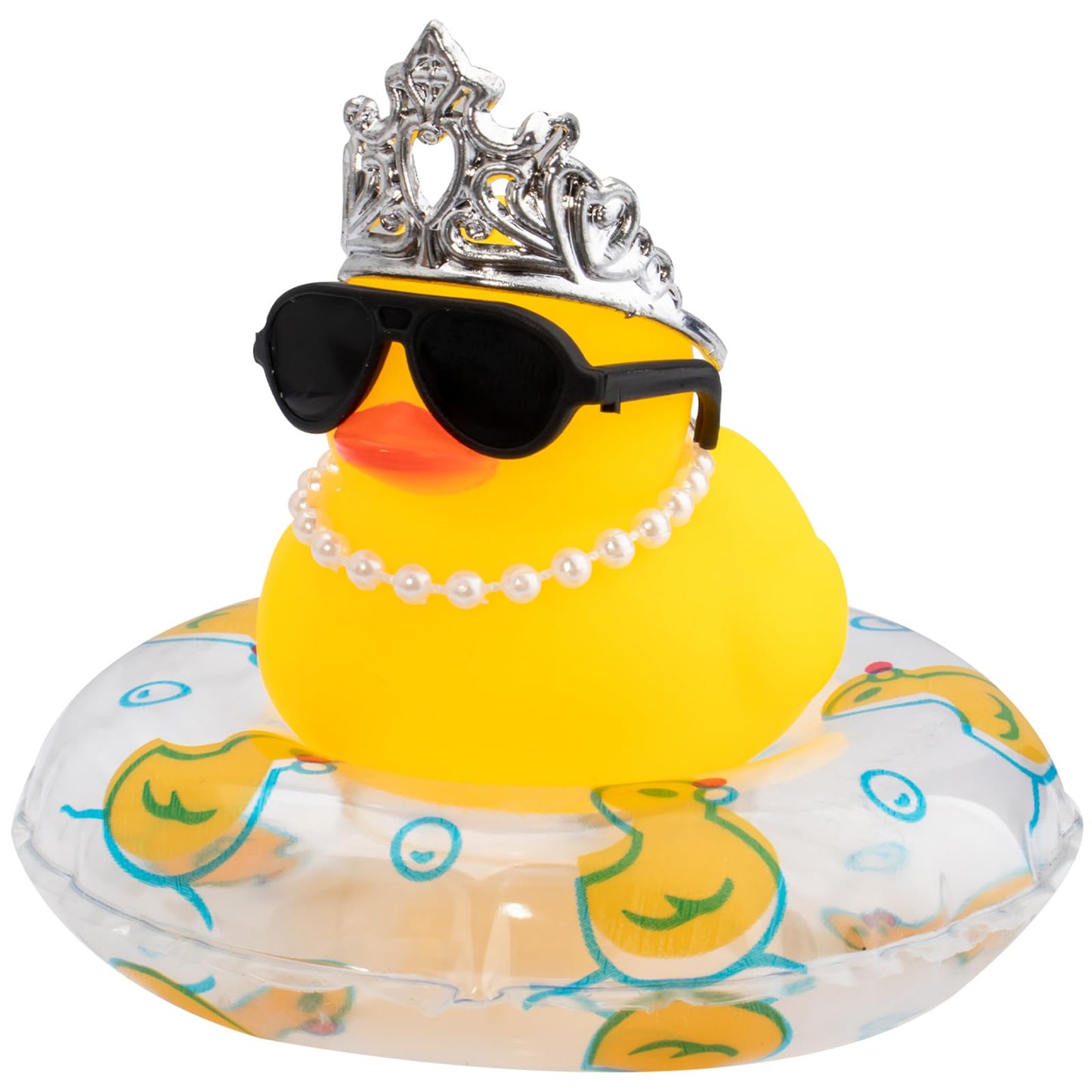 Car Duck Rubber Duck Car Ornaments Car Dashboard Decorations with Mini Crown and Necklace, C-Male Crown