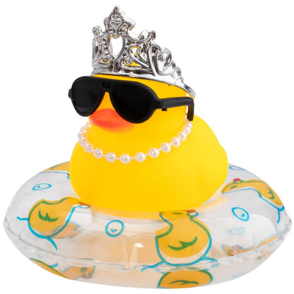 Car Duck Rubber Duck Car Ornaments Car Dashboard Decorations with Mini Crown and Necklace, C-Male Crown