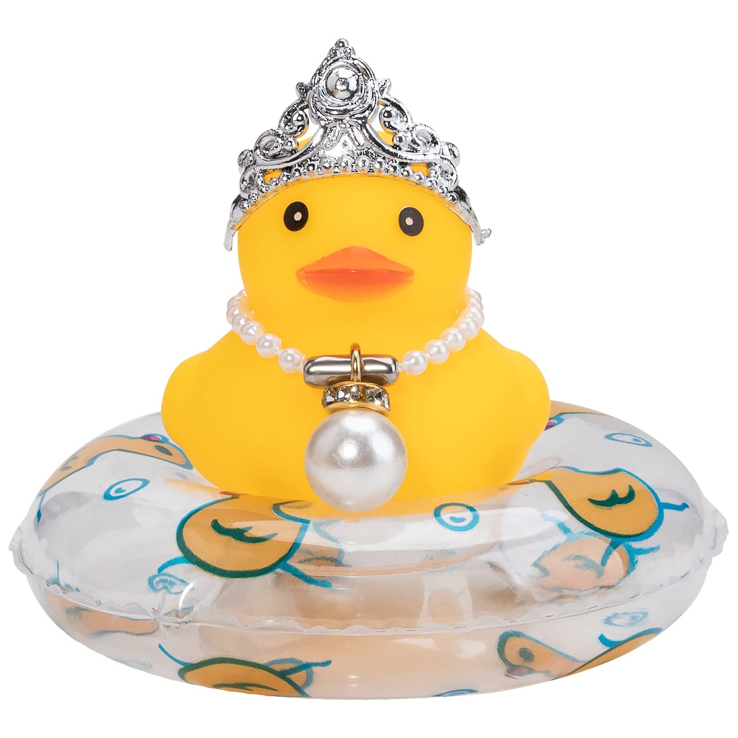 Car Duck Rubber Duck Car Ornaments Car Dashboard Decorations with Mini Crown and Necklace, C-Male Crown