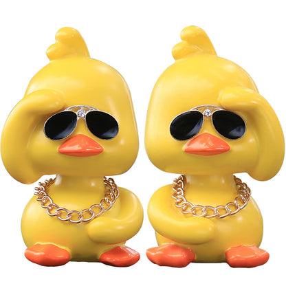 Cute Yellow Duck Car Ornaments Cool Duck Car Dashboard Decorations Shaking Head Doll
