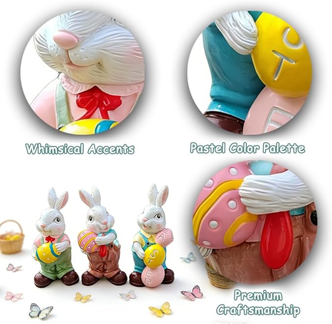 Easter- Cartoon Rabbit Holding Egg Resin Ornament for Home & Garden