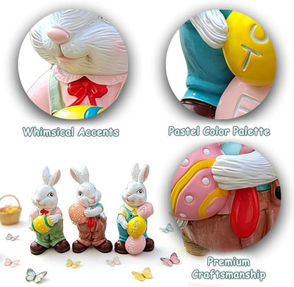 Easter- Cartoon Rabbit Holding Egg Resin Ornament for Home & Garden