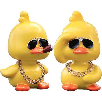 Cute Yellow Duck Car Ornaments Cool Duck Car Dashboard Decorations Shaking Head Doll