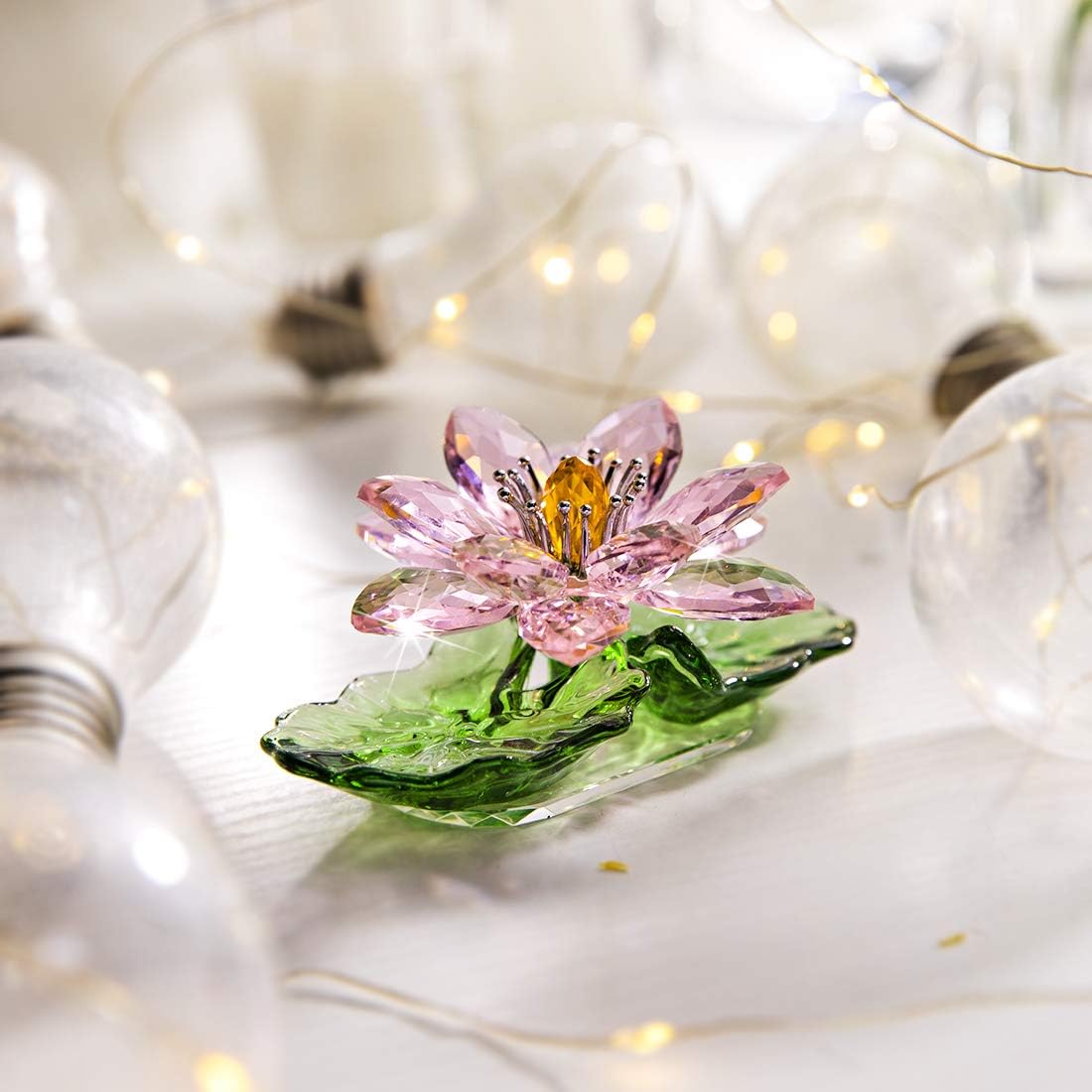 Pink Crystal Lotus Decor - Sparkle Feng Shui Ornament