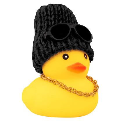 Car Rubber Duck, Yellow Duck Decoration Dashboard with Sun Hat Necklace Sunglasses for Car Dashboard Decorations, C-Duck-Black Cowboy Hat-Scarf