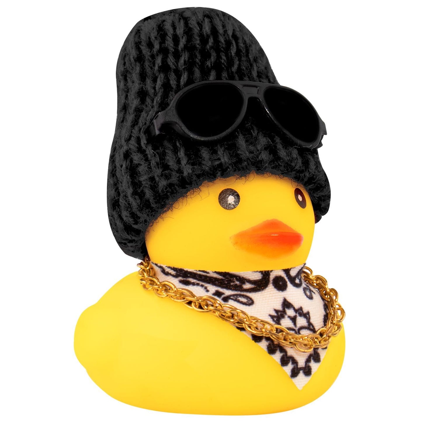 Car Rubber Duck, Yellow Duck Decoration Dashboard with Sun Hat Necklace Sunglasses for Car Dashboard Decorations, C-Duck-Black Cowboy Hat-Scarf