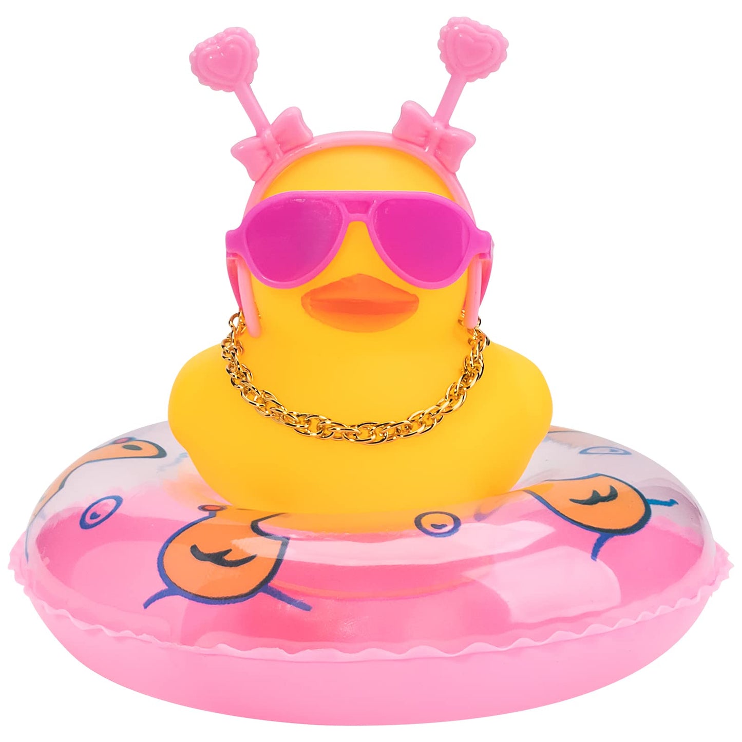 Car Duck Rubber Duck Car Ornaments Car Dashboard Decorations with Mini Crown and Necklace, C-Male Crown