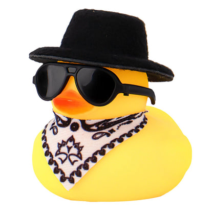 Rubber Duck Car Ornaments Yellow Duck Car Dashboard Decorations with Propeller Helmet for Christmas Decor and Home Decorations for Adults (U-Black)